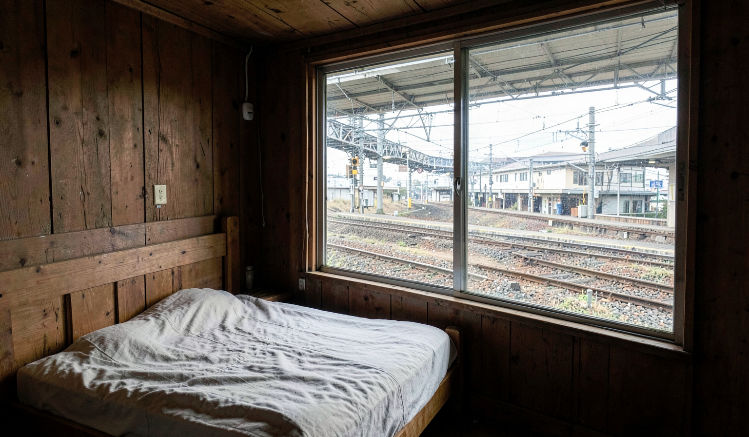 Hero image for SLEEP HERE. THE TRAINS ARE STILL RUNNING.