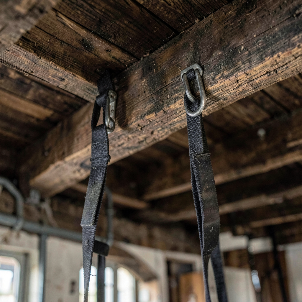 OUTSIDE conceptual image: The room is furnished with actual railway objects—hanging straps from train cars become part of the interior design, creating a space that understands what a station is.